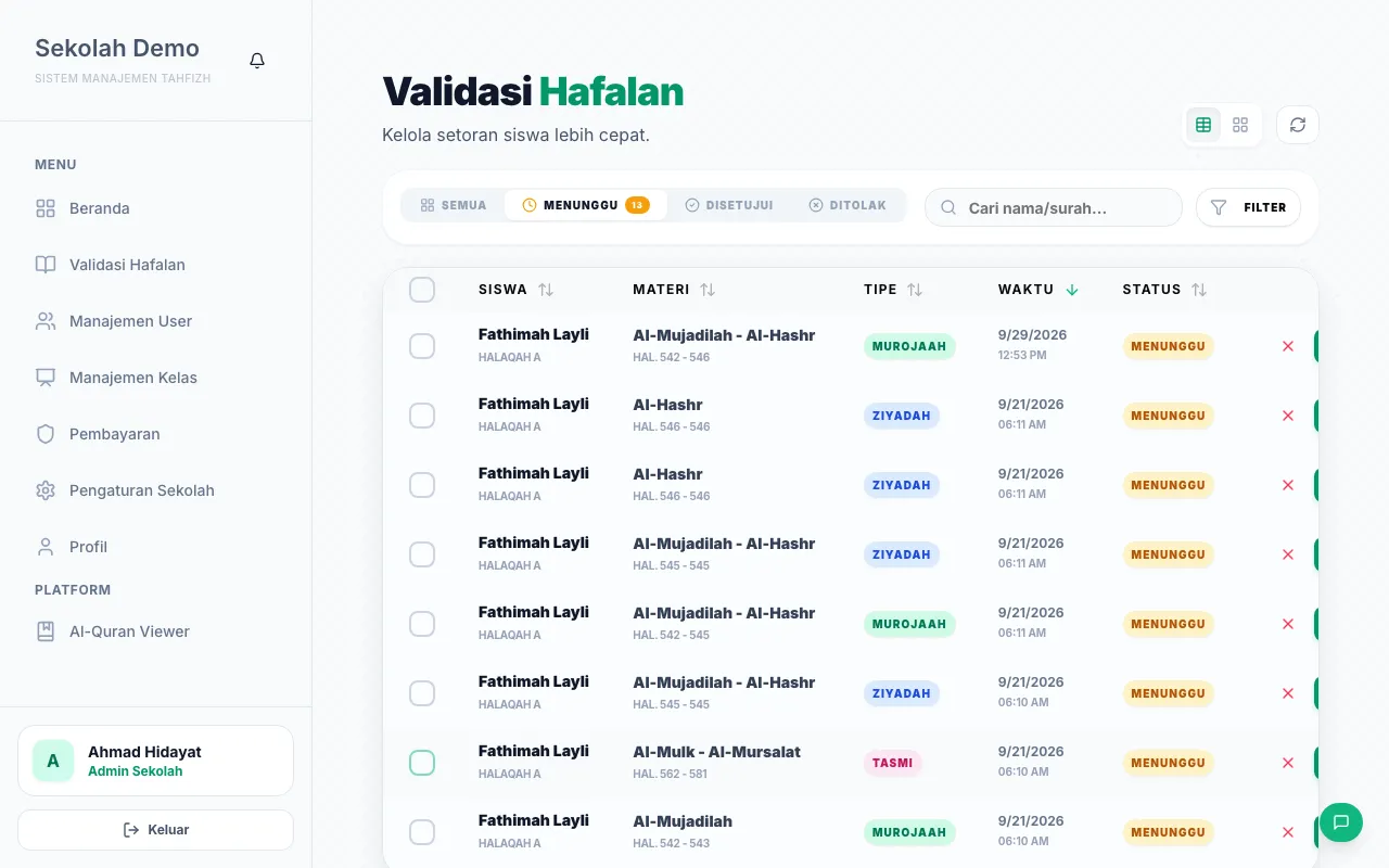 Validasi Hafalan