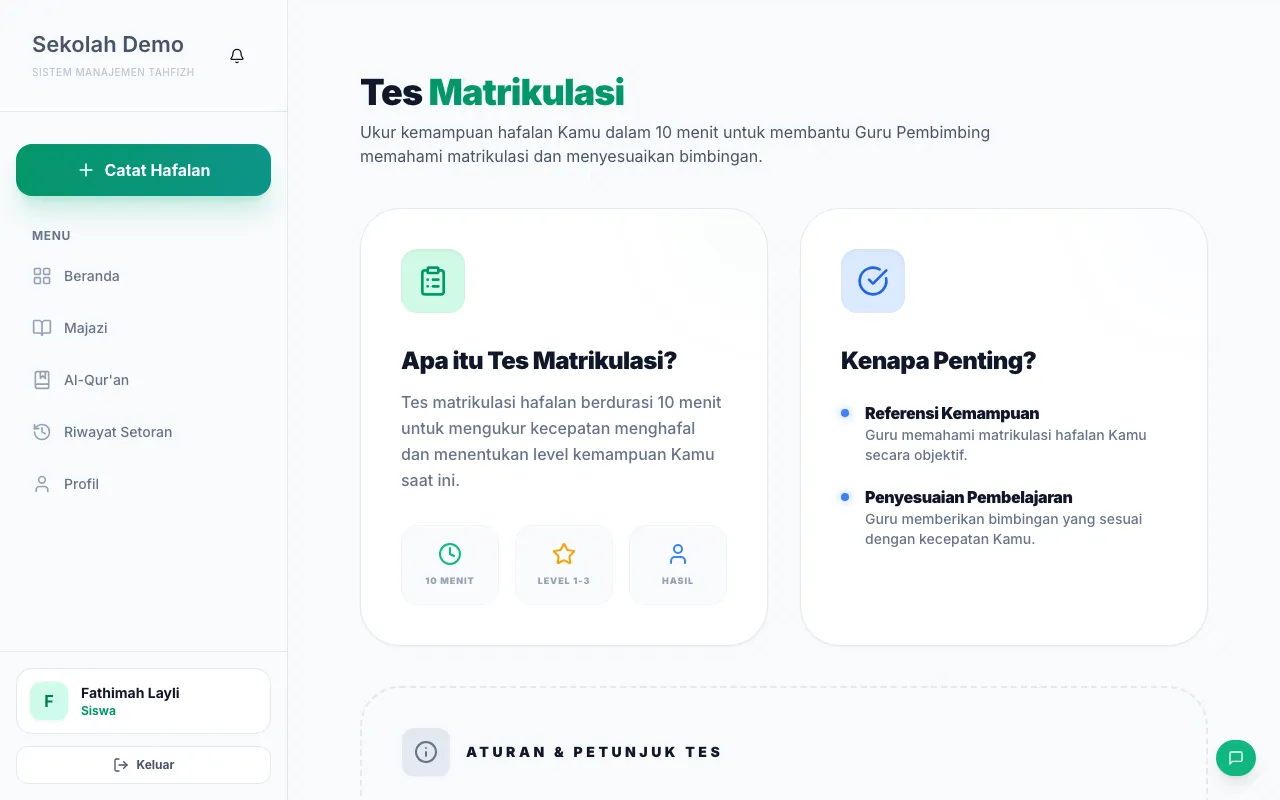 Halaman Tes Matrikulasi